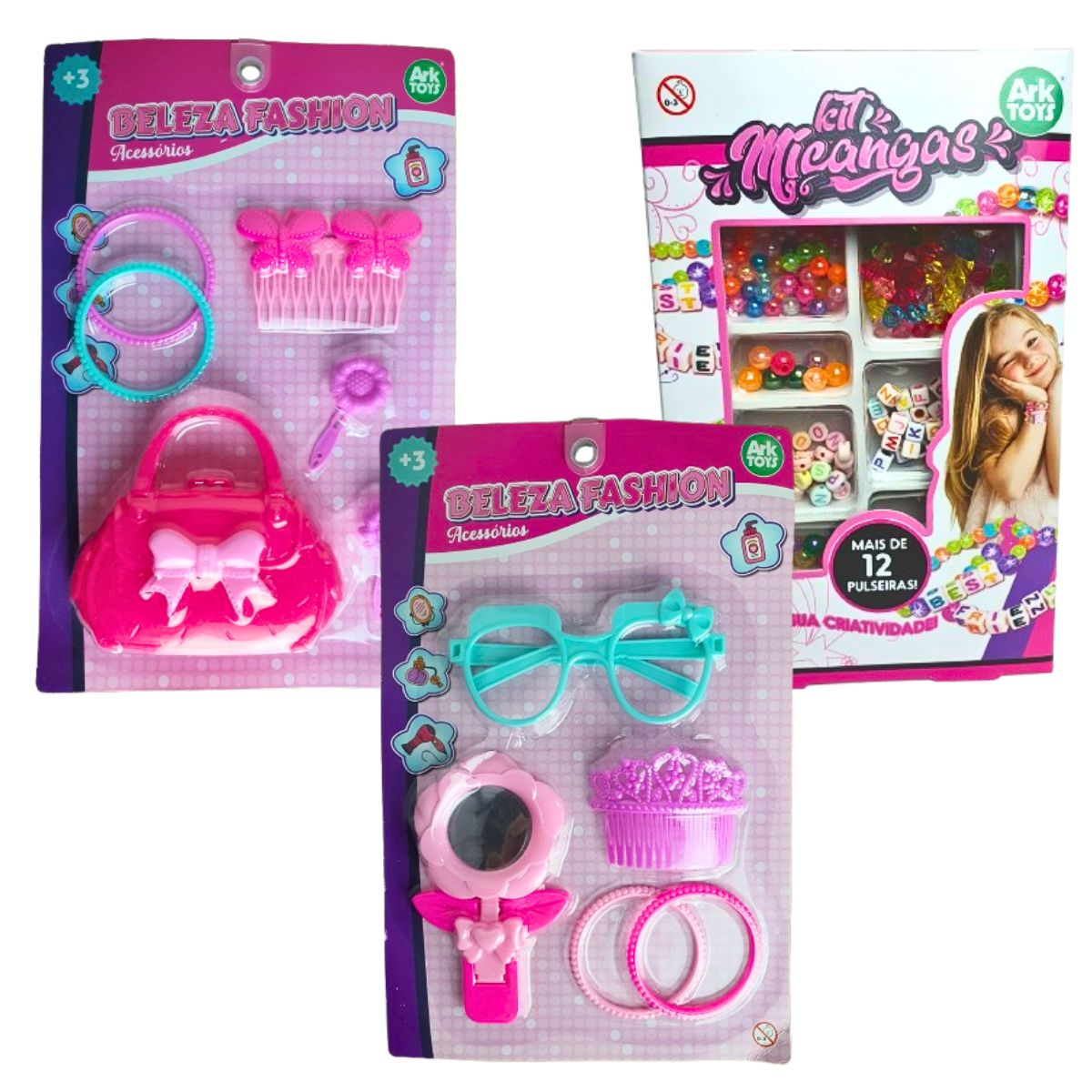 Kit Beleza Fashion Acessórios E Kit Miçangas - Ark Toys Kit Beleza Fashion Acessórios E Kit Miçangas - Ark Toys